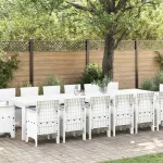 Set de masă pentru grădină 15 pcs Alb Ratan Polt GartenMobel Dekor