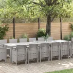 Set de masă pentru grădină 15 pcs Gri deschis Ratan Polt GartenMobel Dekor