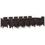 Set de masă pentru grădină 15 pcs Maro Ratan Polt GartenMobel Dekor