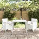 Set de masă pentru grădină 3 pcs Alb Polipropilenă GartenMobel Dekor