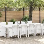 Set de masă pentru grădină cu pernă 13 pcs Alb și gri deschis GartenMobel Dekor