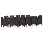 Set de masă pentru grădină cu pernă 13 pcs Maro și gri deschis GartenMobel Dekor