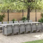 Set de masă de grădină cu perne cu pernă 15 pcs Gri deschis PP GartenMobel Dekor