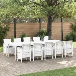 Set de masă pentru grădină 11 pcs Alb Polyrattan și aluminiu GartenMobel Dekor