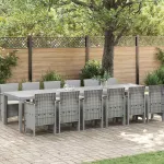 Set de masă pentru grădină 13 pcs Gri deschis Ratan Polt GartenMobel Dekor