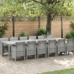 Set de masă pentru grădină 13 pcs Gri deschis Ratan Polt GartenMobel Dekor