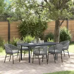 Set de masă pentru grădină 7 pcs Gri poliratan GartenMobel Dekor