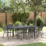 Set de masă pentru grădină 9 pcs Antracit Oțel GartenMobel Dekor