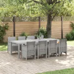 Set de masă pentru grădină 9 pcs Gri deschis Polipropilenă GartenMobel Dekor