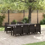 Set de masă pentru grădină 9 pcs Maro Polipropilenă GartenMobel Dekor
