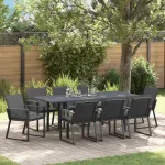 Set de masă pentru grădină 9 pcs Negru poliratan GartenMobel Dekor