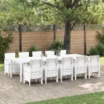 Set de masă pentru grădină cu pernă 11 pcs Alb și gri deschis GartenMobel Dekor