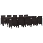 Set de masă pentru grădină cu pernă 11 pcs Maro și Crem Ratan GartenMobel Dekor