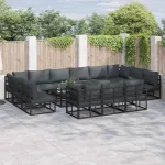 Set de canapele pentru grădină cu pernă 13 pcs Negru Aluminiu GartenMobel Dekor