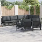 Set de canapele pentru grădină cu pernă 7 pcs Negru Oțel GartenMobel Dekor