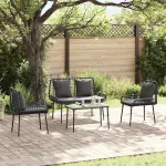 Set de Mobilier pentru Grădină 4 pcs Negru și Crem poliratan GartenMobel Dekor