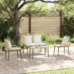 Set de Mobilier pentru Grădină 4 pcs Negru și Crem poliratan GartenMobel Dekor