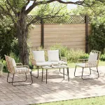 Set de Mobilier pentru Grădină cu pernă 4 pcs Negru și antracit GartenMobel Dekor