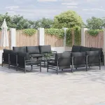 Set de canapele pentru grădină cu pernă 13 pcs Negru Oțel GartenMobel Dekor