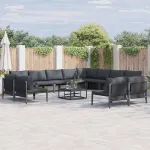 Set de canapele pentru grădină cu pernă 13 pcs Negru Oțel GartenMobel Dekor