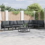 Set de canapele pentru grădină cu pernă 6 pcs Negru Oțel GartenMobel Dekor