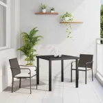 Set de masă pentru grădină 3 pcs Maro și negru Ratan PE GartenMobel Dekor