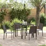 Set de masă pentru grădină 5 pcs Maro și negru Ratan PE GartenMobel Dekor