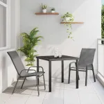 Set de masă pentru grădină 3 pcs Gri și negru GartenMobel Dekor