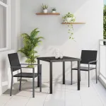 Set de masă pentru grădină 3 pcs Negru Ratan PE GartenMobel Dekor