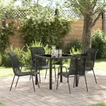 Set de masă pentru grădină 5 pcs Negru GartenMobel Dekor