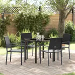 Set de masă pentru grădină 5 pcs Negru Ratan PE GartenMobel Dekor