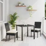 Set de masă pentru grădină 3 pcs Negru GartenMobel Dekor