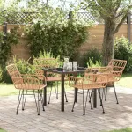 Set de masă pentru grădină 5 pcs Maro Oțel vopsit electrostatic GartenMobel Dekor