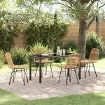 Set de masă pentru grădină 5 pcs Maro Oțel vopsit electrostatic GartenMobel Dekor