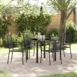 Set de masă pentru grădină 5 pcs Negru GartenMobel Dekor