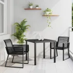 Set de masă pentru grădină 3 pcs Negru GartenMobel Dekor
