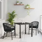 Set de masă pentru grădină 3 pcs Negru GartenMobel Dekor