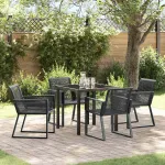 Set de masă pentru grădină 5 pcs Negru GartenMobel Dekor