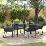 Set de masă pentru grădină 5 pcs Negru GartenMobel Dekor