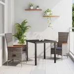 Set de masă pentru grădină 3 pcs Gri Oțel vopsit electrostatic GartenMobel Dekor