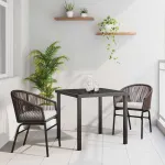 Set de masă pentru grădină 3 pcs Maro Oțel vopsit electrostatic GartenMobel Dekor