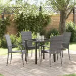 Set de masă pentru grădină 5 pcs Gri Oțel vopsit electrostatic GartenMobel Dekor
