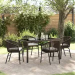 Set de masă pentru grădină 5 pcs Maro Oțel vopsit electrostatic GartenMobel Dekor