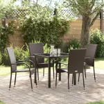 Set de masă pentru grădină 5 pcs Maro Oțel vopsit electrostatic GartenMobel Dekor