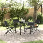 Set de masă pentru grădină 5 pcs Negru GartenMobel Dekor