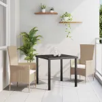 Set de masă pentru grădină cu pernă 3 pcs Bej poliratan GartenMobel Dekor