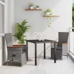 Set de masă pentru grădină cu pernă 3 pcs Gri poliratan GartenMobel Dekor
