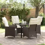 Set de masă pentru grădină cu pernă 5 pcs Maro poliratan GartenMobel Dekor