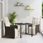 Set de masă pentru grădină cu pernă 3 pcs Maro poliratan GartenMobel Dekor