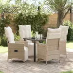 Set de masă pentru grădină cu pernă 5 pcs Bej poliratan GartenMobel Dekor